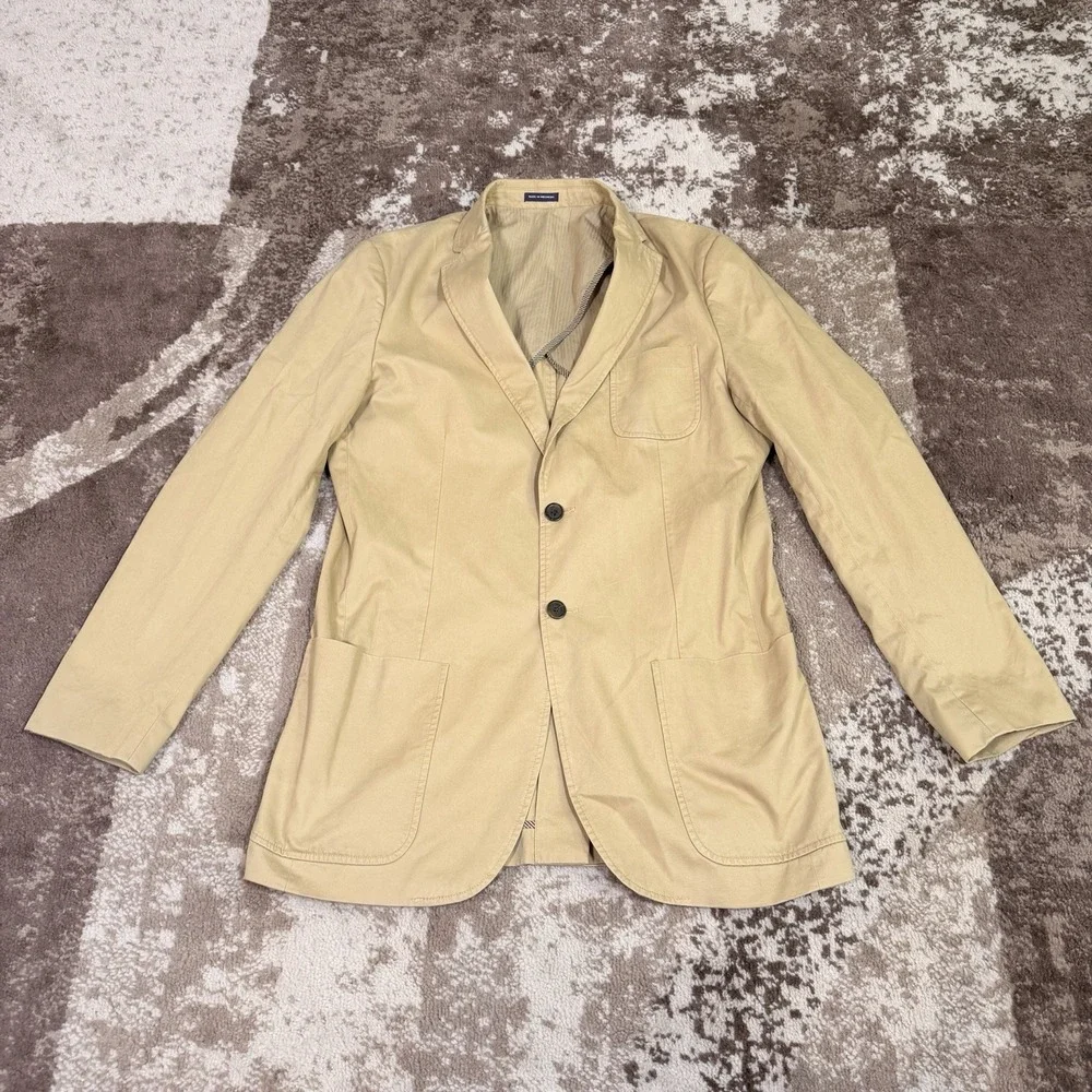 Stafford Sport Coat Mens 40L Slim Fit Unstructured‎ Khaki Blazer Casual Preppy